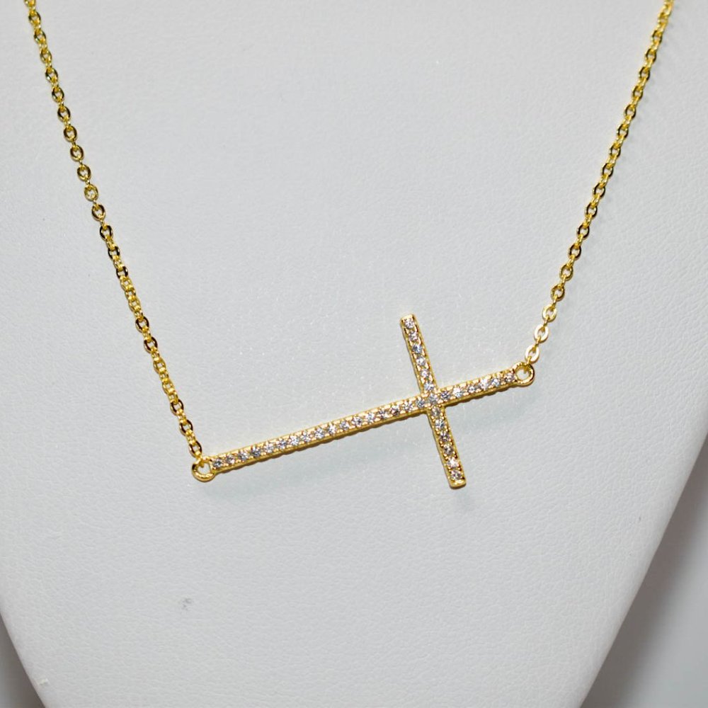 Dainty Slanted Cross Necklace